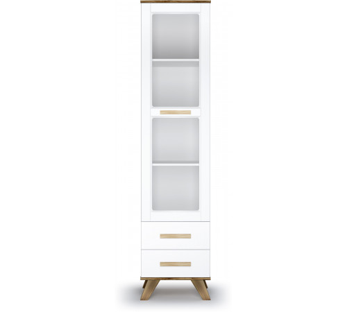 Шкаф-витрина 450 Вега Скандинавия (глянец, белый + дуб каньон) Шкаф-витрина 450 Вега Скандинавия (глянец, белый + дуб каньон)